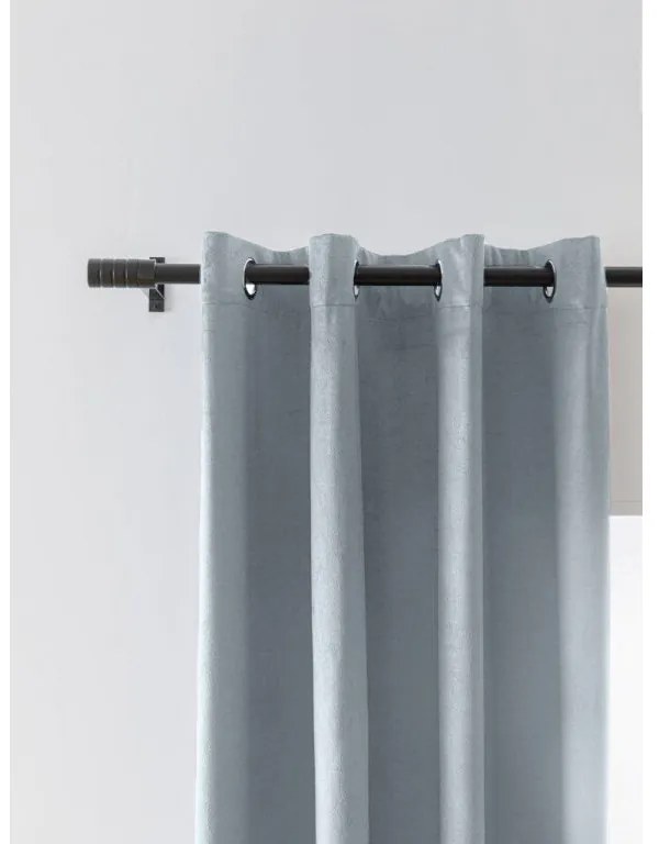 Zasłona zaciemniająca VELVET szaro-niebieska 140x250 cm (2 szt.), kółka metalowe