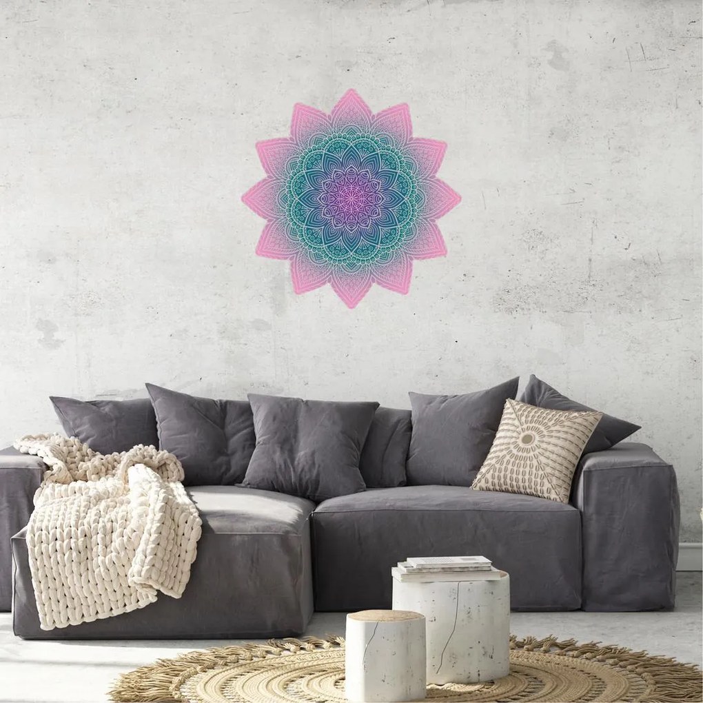 Naklejki na ścianę - Mandala różowo - niebieska