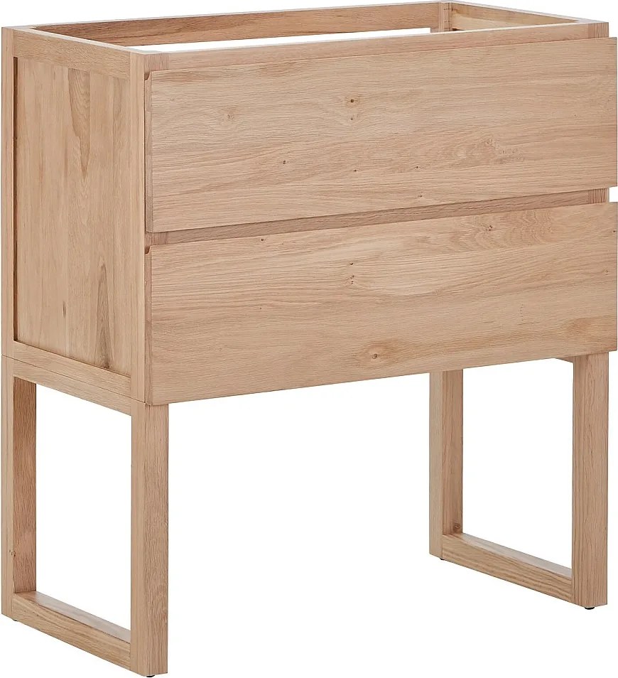 Szafka pod umywalkę z litego dębu - Jasny naturalny - 80 cm - TARELO
