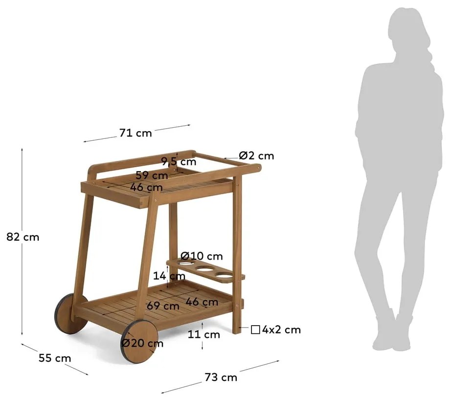 Wózek do serwowania z drewna akacjowego Kave Home Felisa