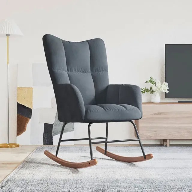 Ciemnoszary pikowany fotel bujany K2-W09