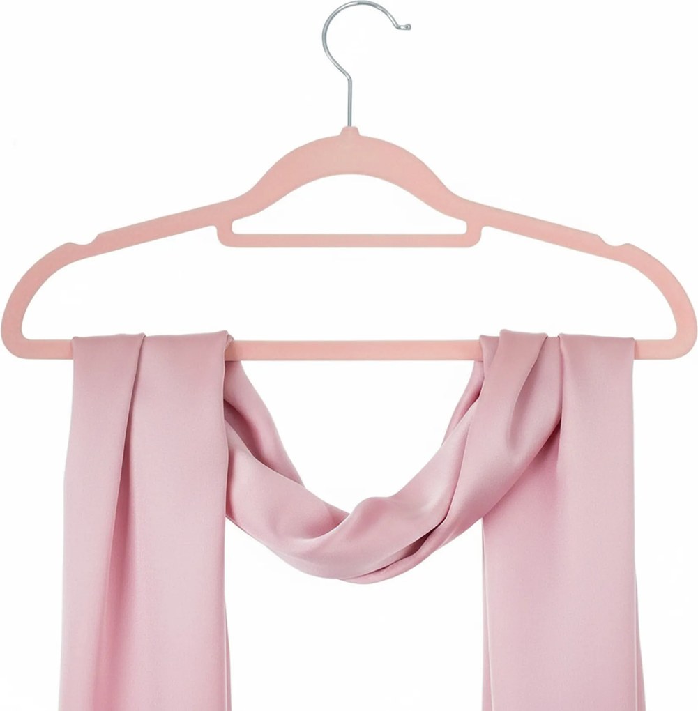 Zestaw wieszaków welurowych MAGIC VELVET 20 szt. różowe