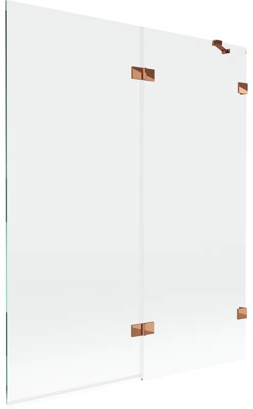 Mexen Lunar parawan nawannowy 2-skrzydłowy prawy 140 x 150 cm, transparent, różowe złoto - 897-140-100-60-00-P
