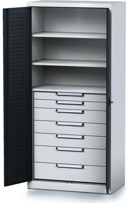 Szafa warsztatowa MECHANIC, 1950 x 920 x 500 mm, 3 półki, 7 szuflad, antracytowe drzwi