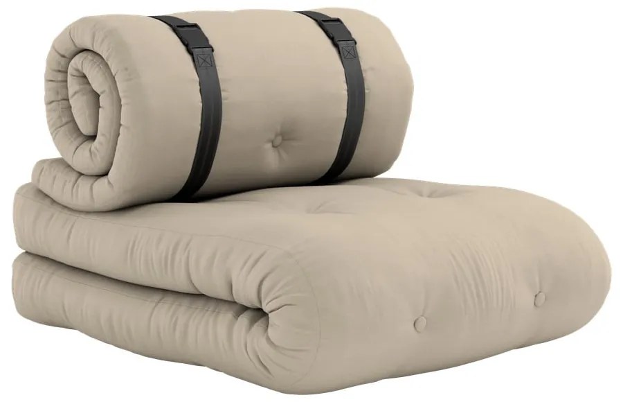 Beżowy fotel rozkładany odpowiedni na zewnątrz Karup Design OUT™ Buckle Up Beige