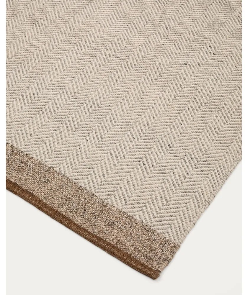 Beżowy wełniany dwustronny dywan tkany ręcznie 160x230 cm Nifelia – Kave Home