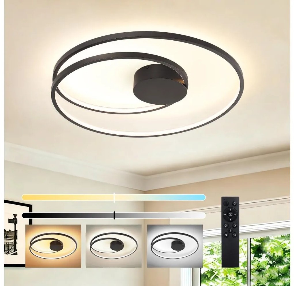 Brilagi - Ściemnialna lampa sufitowa TWISTER LED/75W/230V Ø 70 cm czarna + pilot