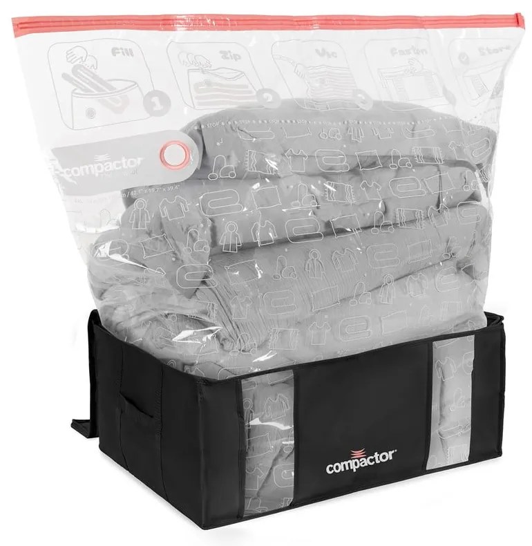 Czarny pojemnik z workiem próżniowym Compactor Black Edition, obj. 210 l