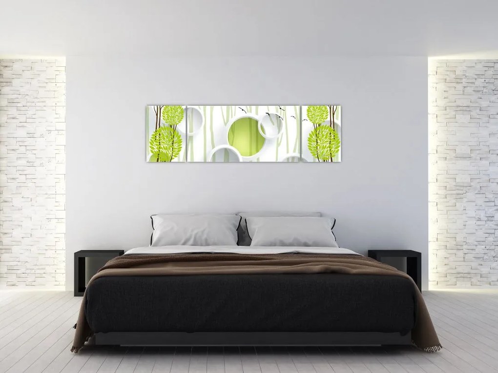 Obraz abstrakcji z drzewami (170x50 cm)
