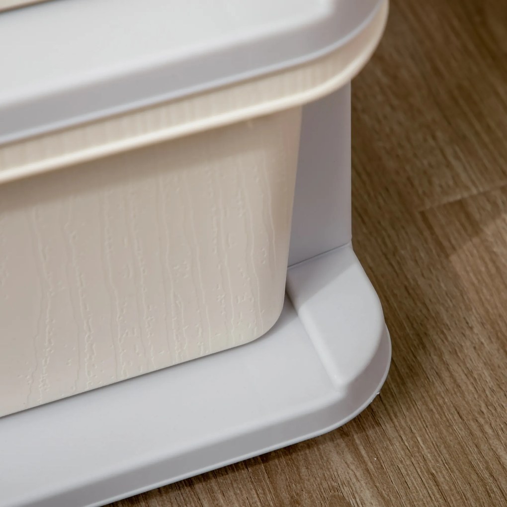 HOMCOM Pudełka do Przechowywania dla Dzieci, 3 Duże Szuflady, Zaokrąglone Krawędzie, Plastik, 37x37x56,5 cm, Kremowy