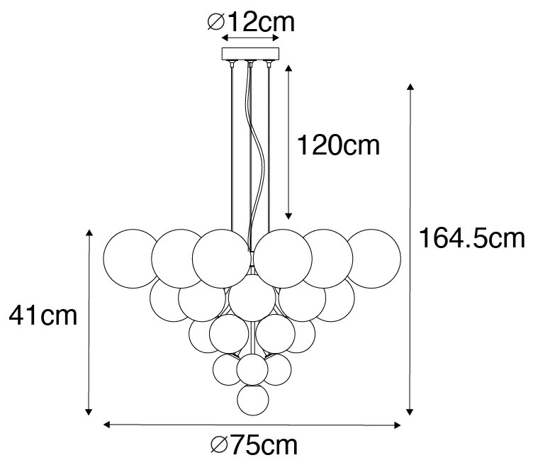 Lampa wisząca czarna z dymionym i przezroczystym szkłem 13-świateł - Bonnie
