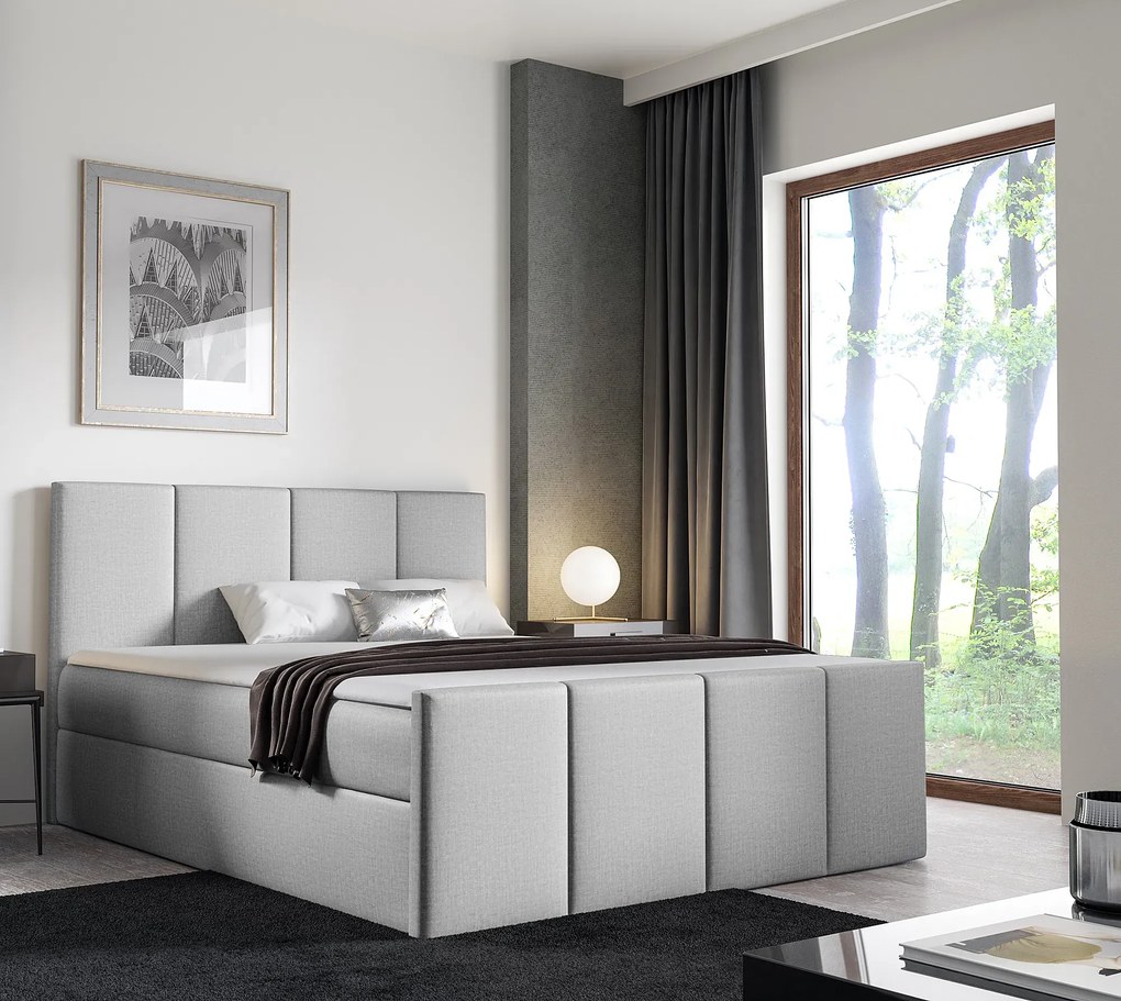 Jasnoszare łóżko welurowe z zagłówkiem 5 rozmiarów P2-T69
