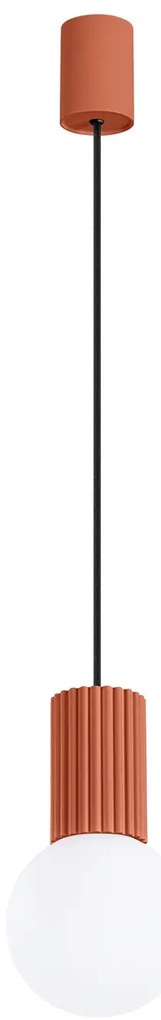 Lampa wisząca HALO 1 ochra czerwona ryflowana SOLLUX LIGHTING
