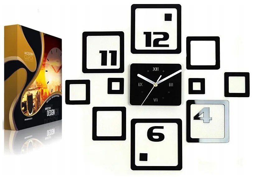 Stylowy zegar na ścianę nowoczesny naklejany ozdobne elementy dekoracyjny