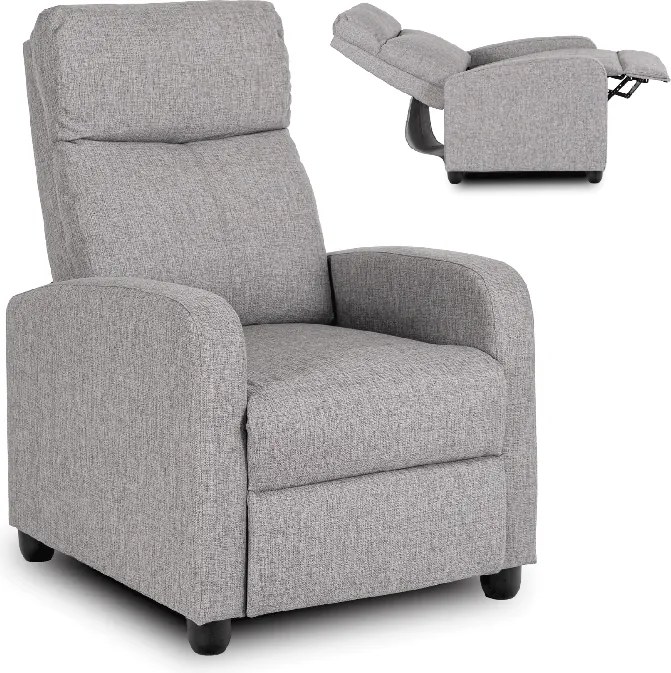 Fotel Rozkładany DANNY Wypoczynkowy z Podnóżkiem Szary Nowoczesny