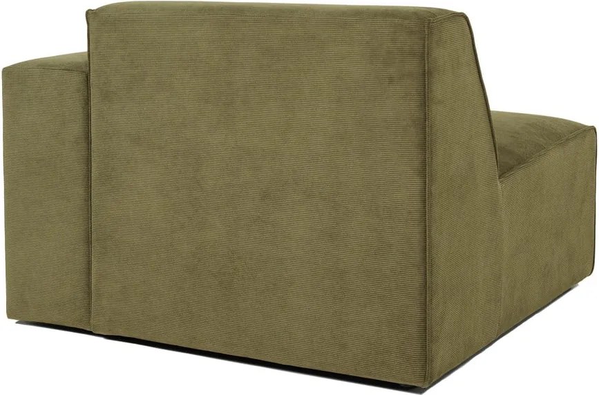 Zielony końcowy moduł sztruksowej sofy Scandic Sting, 101 cm, prawostronny