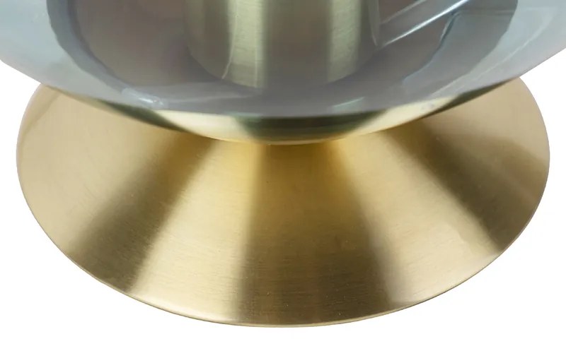 Lampa stołowa w stylu art deco mosiądz z niebieskim szkłem - Pallon ArtDeco Oswietlenie wewnetrzne