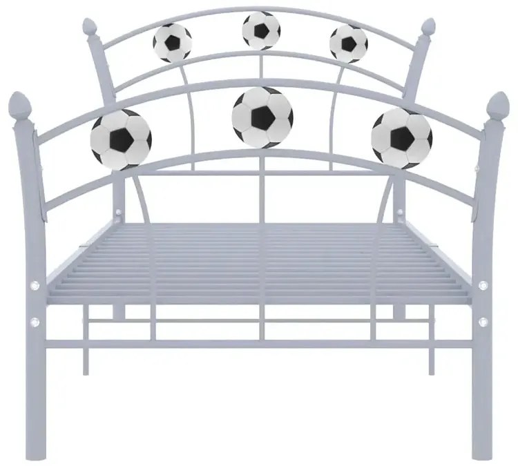 Szare metalowe łózko dziecięce z piłką 90x200 cm N4-Z06