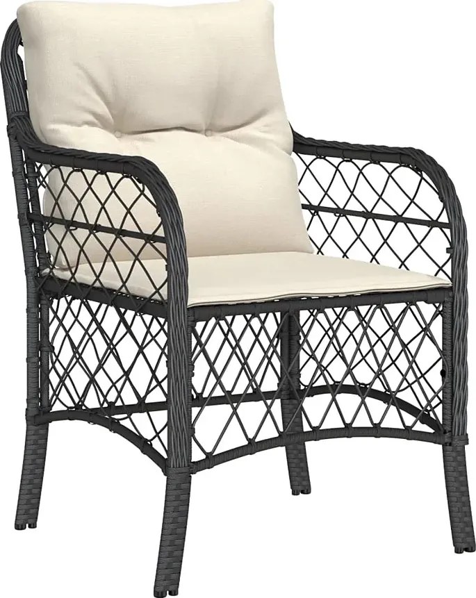 Czarny zestaw ogrodowy z kremowymi poduszkami H0-K66