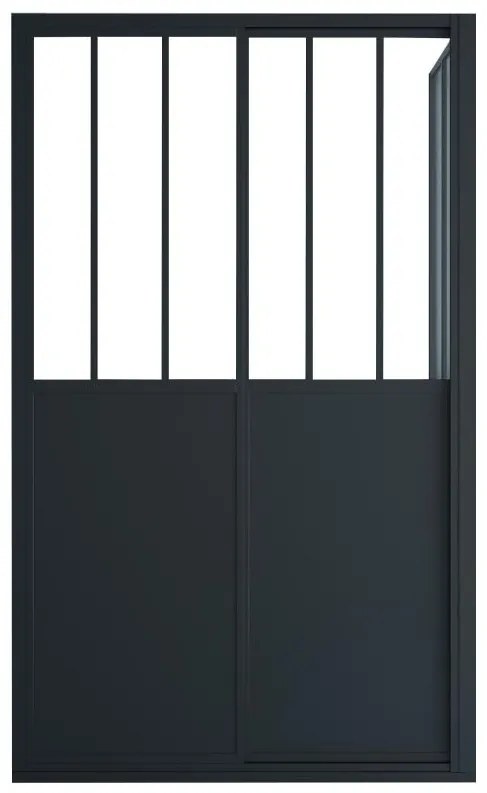 Parawan prysznicowy z drzwiami przesuwnymi w kolorze czarnym matowym w stylu industrialnym - 120 x 80 x 195 cm - URBANIK