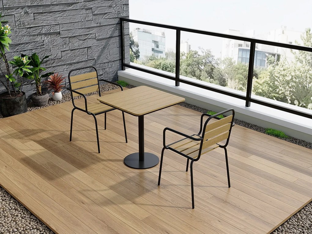 Zestaw 2 ogrodowych krzeseł sztaplowanych z polywood i metalu - Czarny - LYLIOS marki MYLIA