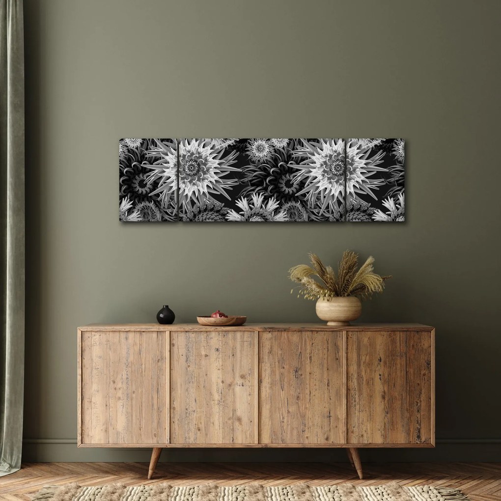 Obraz - Czarne i białe osty (170x50 cm)