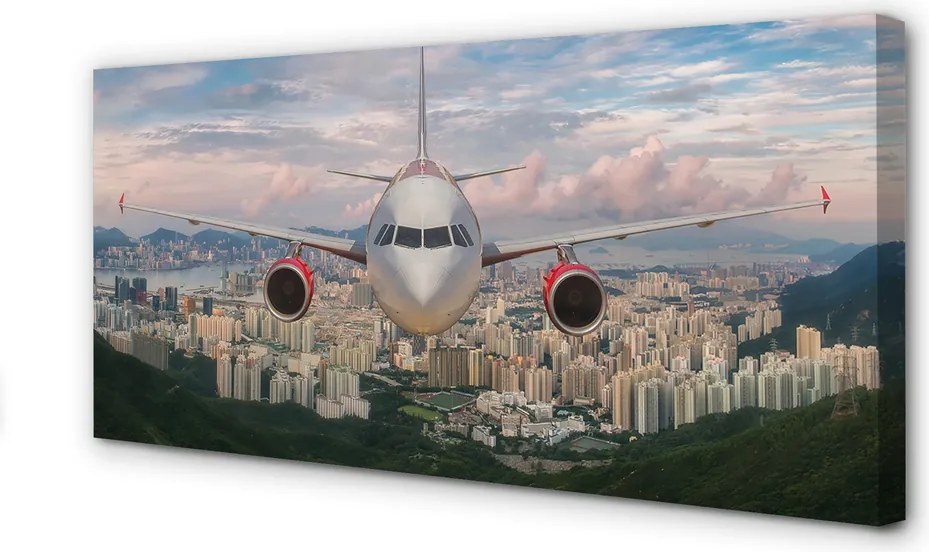 Duży obraz na płótnie Lot nad Miastem i Górami