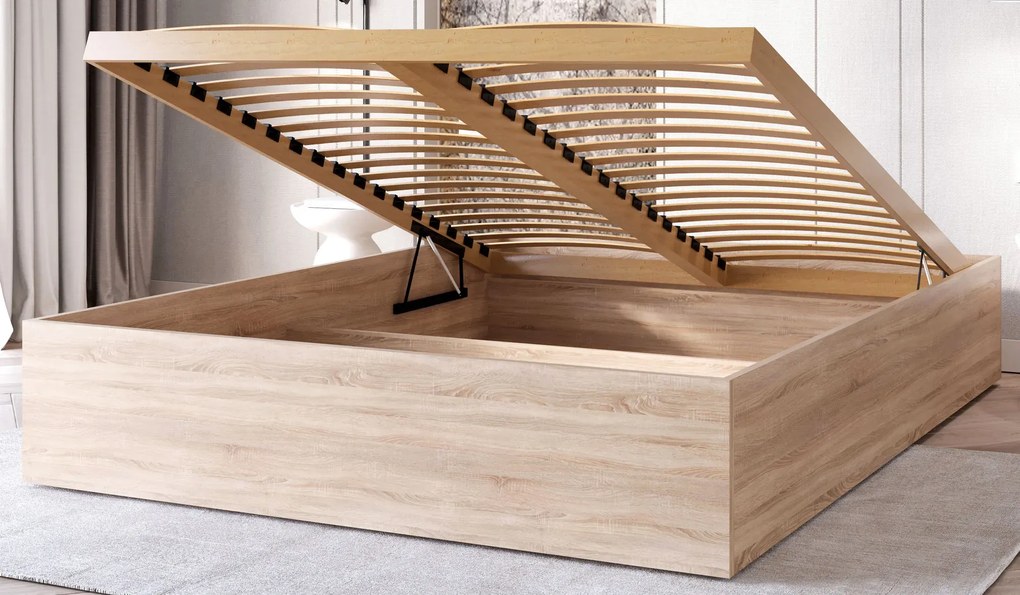 Minimalistyczne łóżko z materacem dąb sonoma 120x200 M6-W77