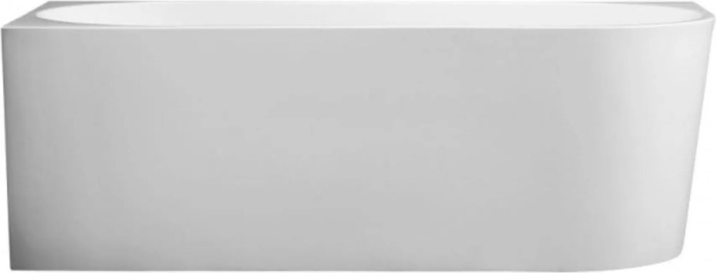 Wanna wolnostojąca narożna lewa z konglomeratu biała błyszcząca/matowa 160 x 75 cm WALL White Glow / Matt z przelewem typu SLIM : Kolor wanny - Biały matowy