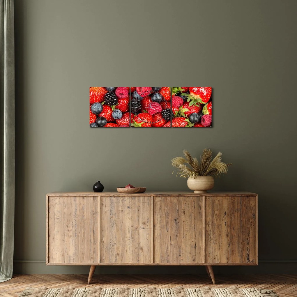 Obraz - Ładunek owoców (z zegarem) (90x30 cm)