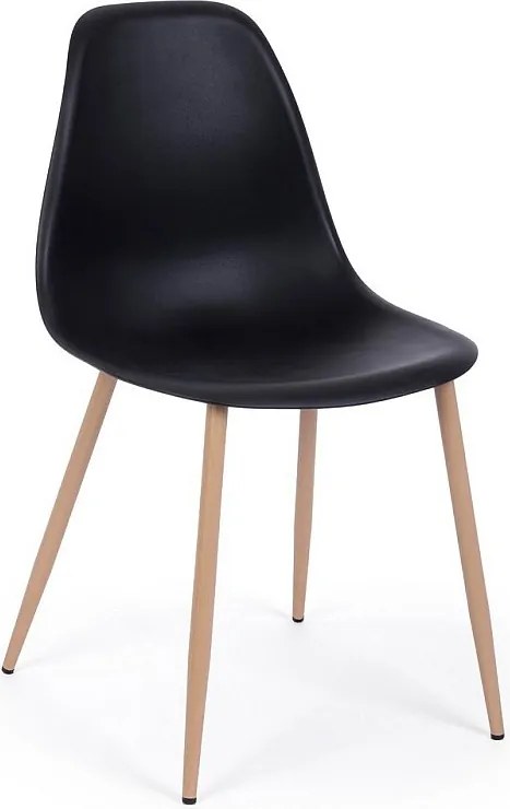 Zestaw 4 czarnych krzeseł z polipropylenu z metalowymi nogami - MANDY