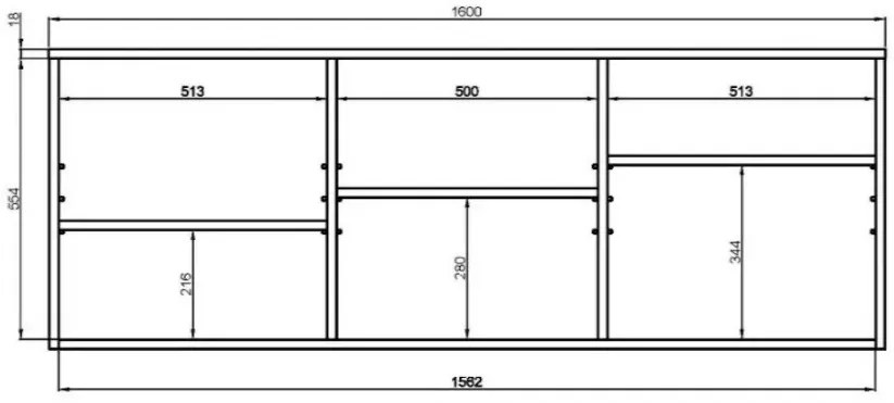 Komoda GABI 160cm dąb hikora wisząca KOCOT MEBLE