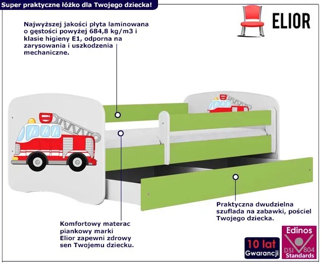 Łóżko dziecięce z szufladą Rostok 2X mix 70x140 - zielone