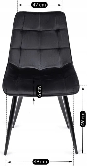 Krzesło Tapicerowane do Jadalni RIO Czarne Welurowe Nowoczesne Loft