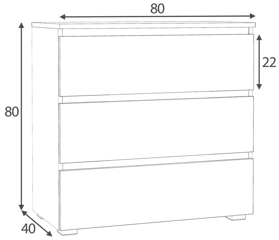 Komoda z 3 szufladami dąb sonoma 80 cm - Egrof 3X