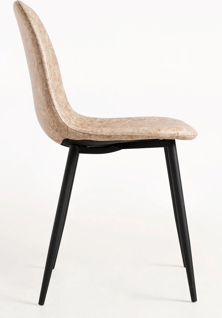 Zestaw 4 Krzese Black Teok Ekoskóra