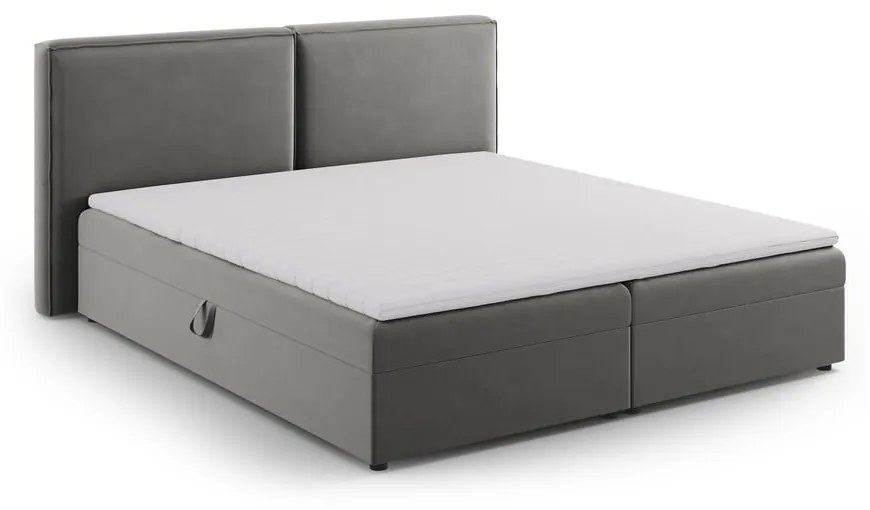 Szare łóżko boxspring ze schowkiem 160x200 cm Arendal – Cosmopolitan Design