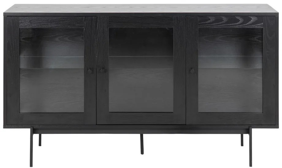 Czarna witryna w dekorze jesionu 140x82 cm Angus – Actona