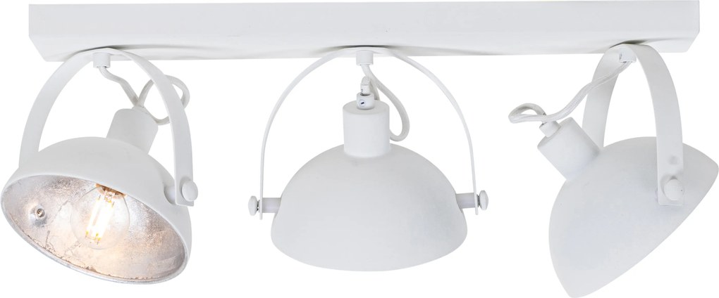 Industrialna lampa sufitowa biała ze srebrnym 3-punktowym oświetleniem regulowanym - Magnax