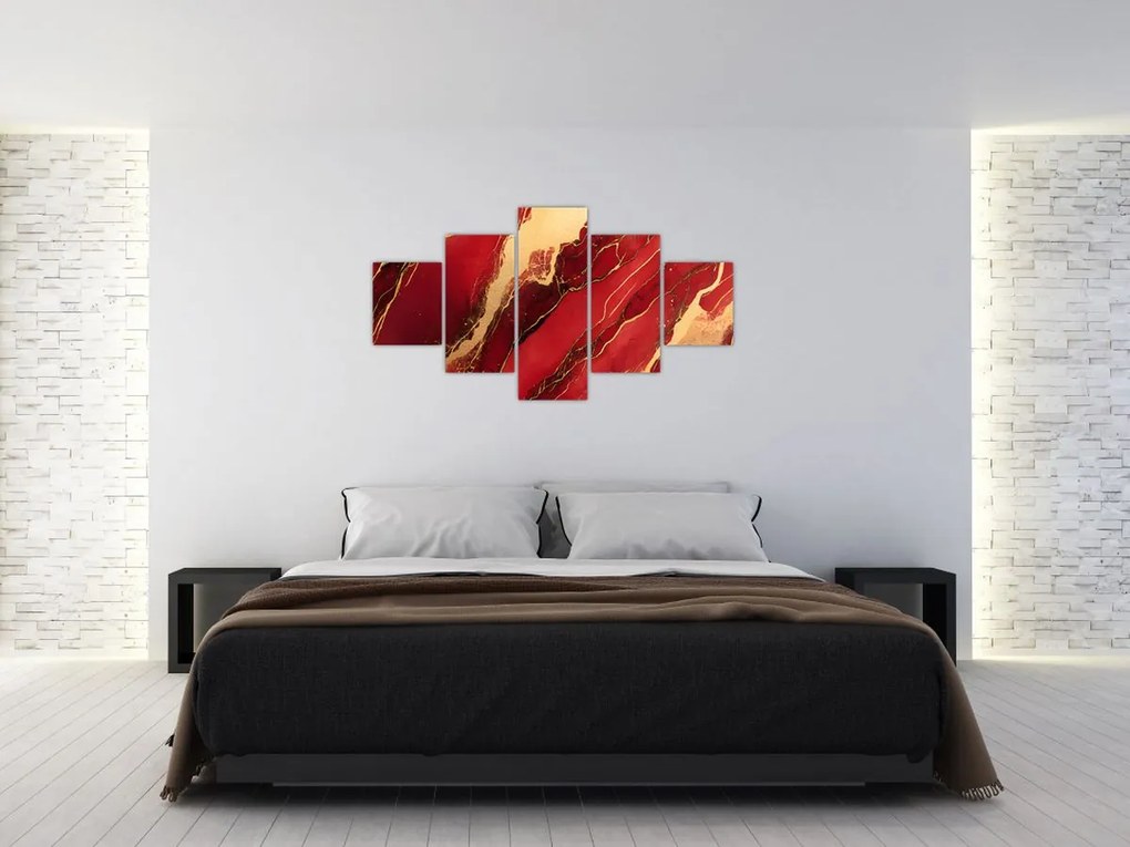 Obraz - Czerwono-złoty marmur (125x70 cm)