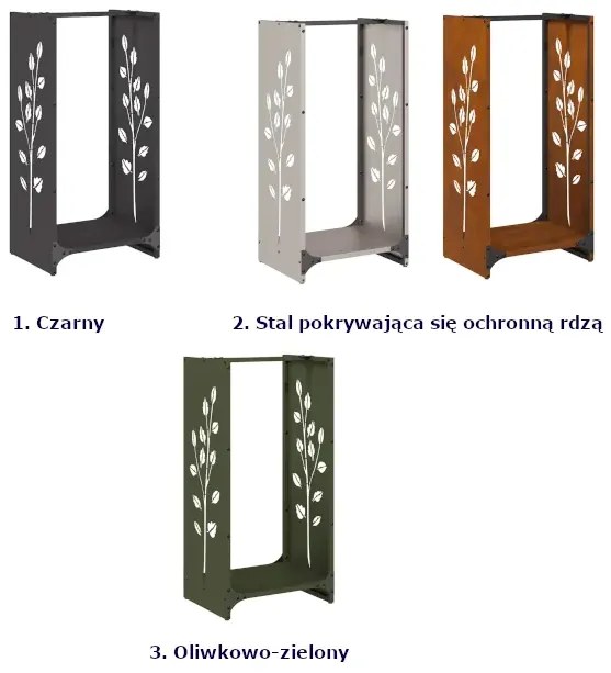 Stojak na drewno oliwkowo-zielony jasnoszara