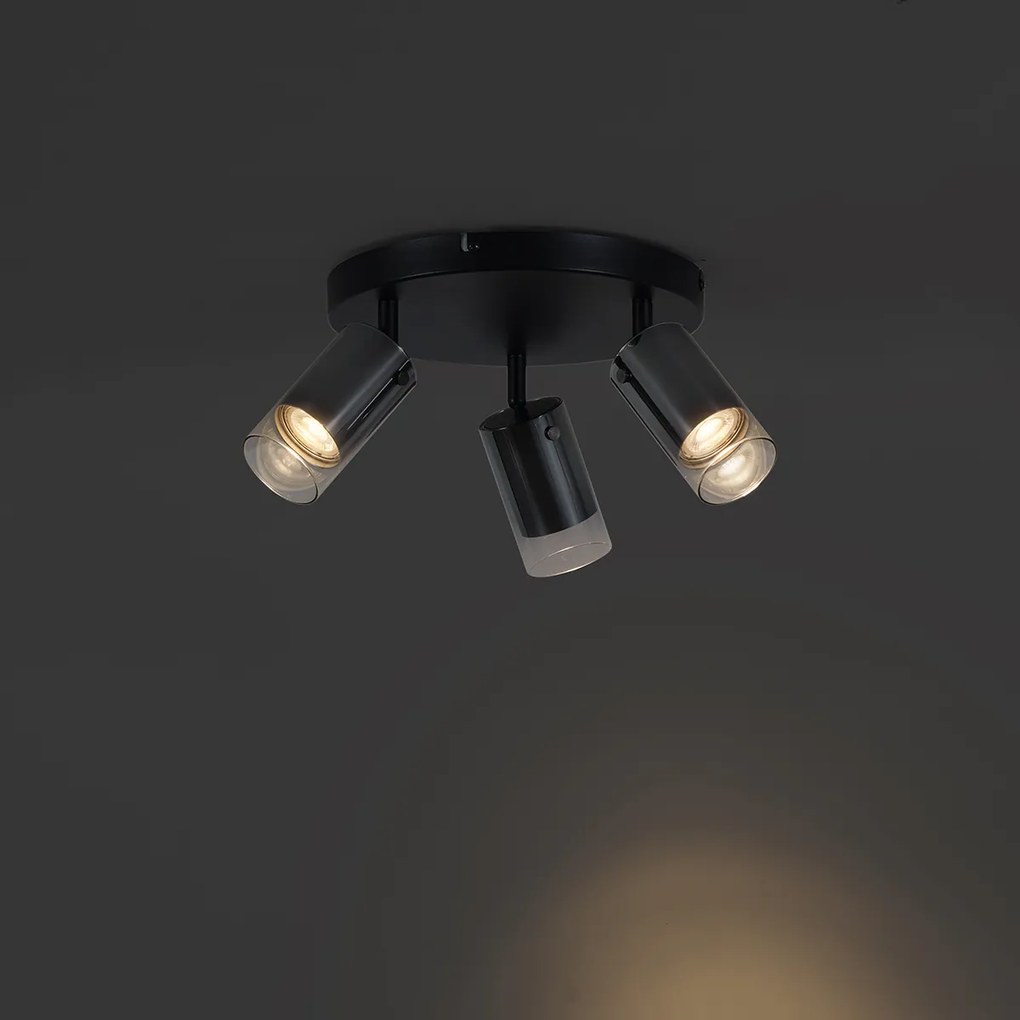 Okrągły reflektor sufitowy w kolorze metalu 3-punktowy, obrotowy i regulowany - Drain