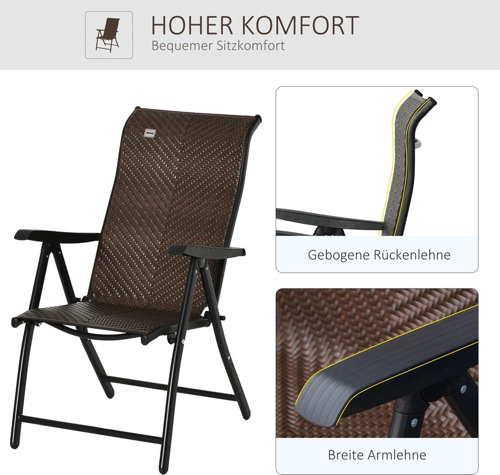 Składany leżak z rattanu Outsunny