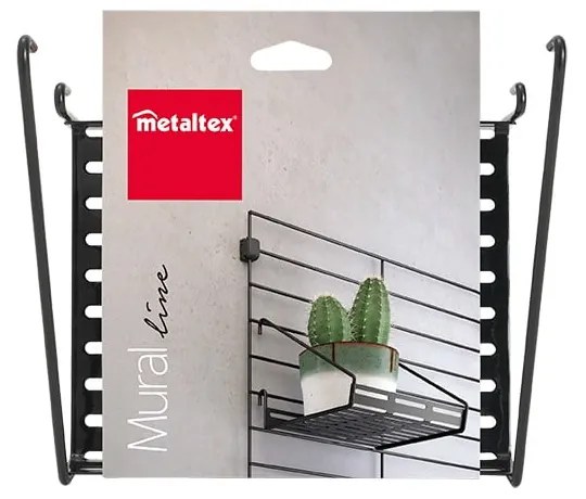 Czarny metalowy komponent – półka 18x15 cm Mural – Metaltex