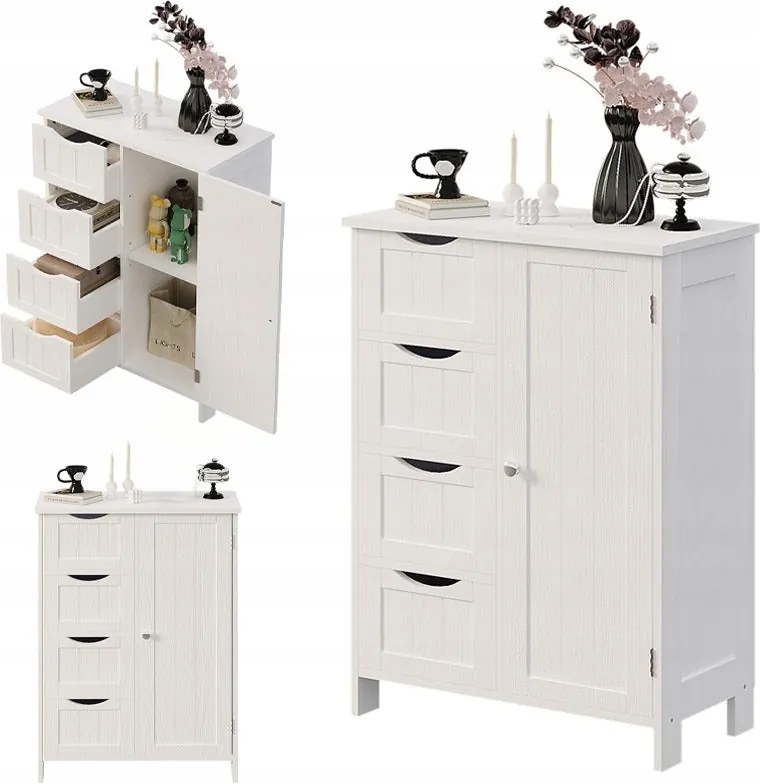 Szafka regał komoda łazienka przedpokój loft 3 szuflady biała wysoka 80 cm