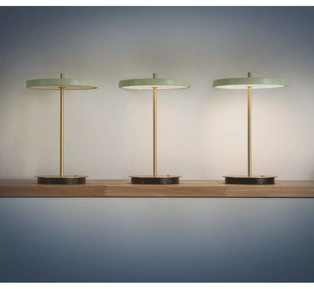 Jasnozielona lampa stołowa LED ze ściemniaczem i metalowym kloszem (wysokość 31 cm) Asteria Move – UMAGE