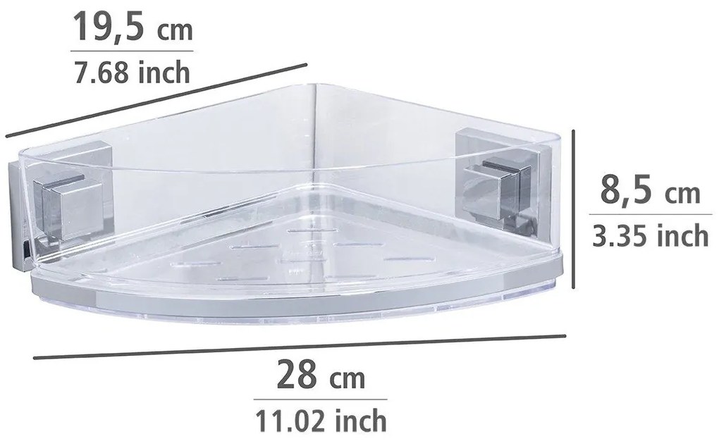 Narożna półka łazienkowa QUADRO,Vacuum-Loc pod prysznic, WENKO