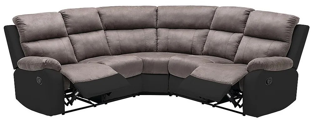 Kanapa narożna z funkcją relax szaro-czarna z mikrofibry i ekoskóry TOLZANO