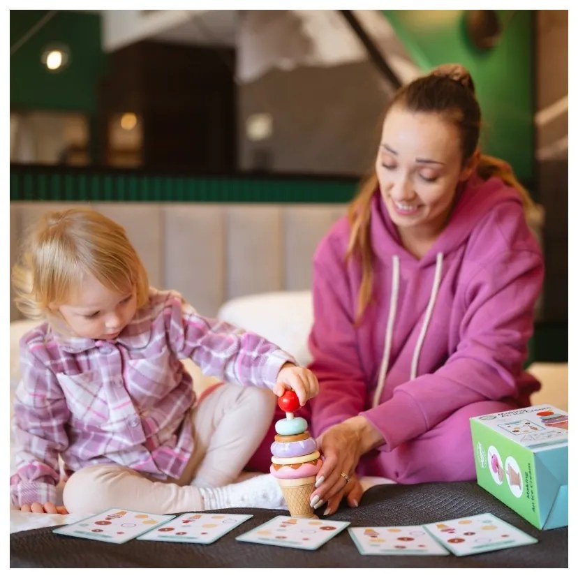 Woopie green drewniane lody układanka montessori cukiernia 12 el. fsc