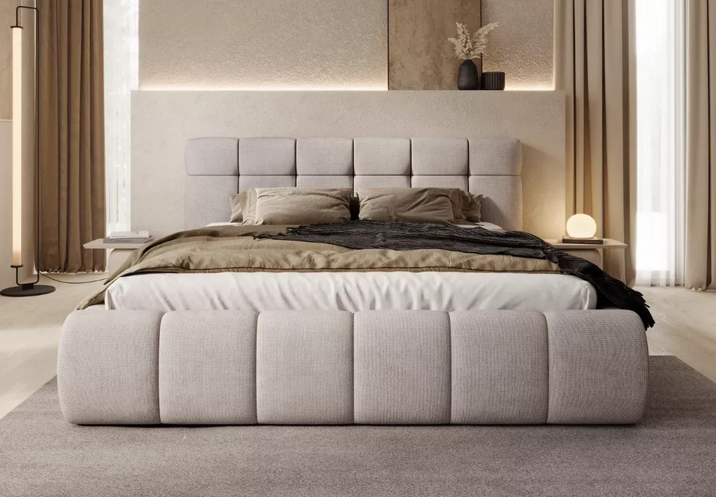 Eleganckie łóżko do sypialni Melissa 140x200 / 160x200 / 180x200 z systemem regulacji wysokości materaca